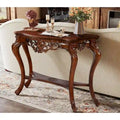 Console de style vintage sculptée avec étagères de rangement Table de canapé
