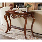 Console de style vintage sculptée avec étagères de rangement Table de canapé