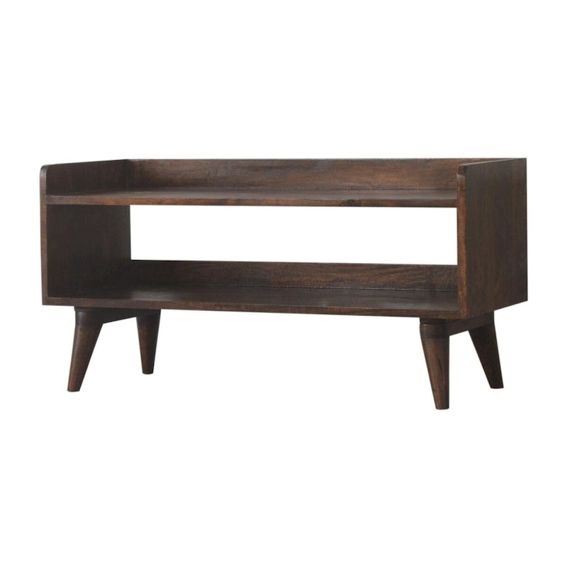Banc de rangement nordique en noyer