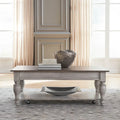 Table basse rectangulaire Ocean Isle blanc antique et pin vieilli