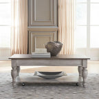 Table basse rectangulaire Ocean Isle blanc antique et pin vieilli