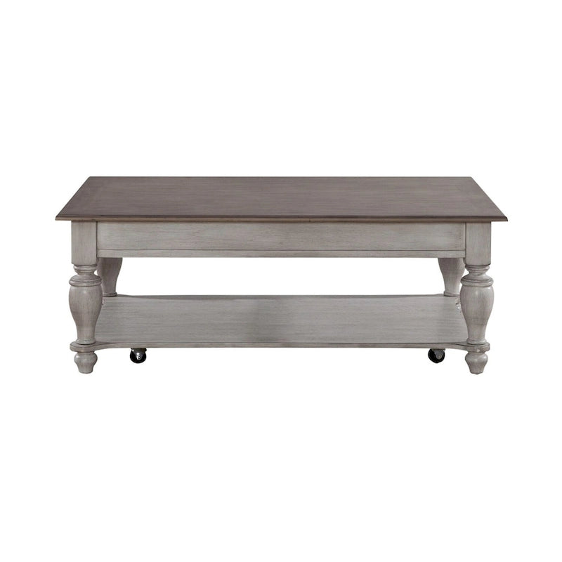 Table basse rectangulaire Ocean Isle blanc antique et pin vieilli