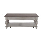 Table basse rectangulaire Ocean Isle blanc antique et pin vieilli