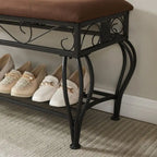 Banc à chaussures Mieres, Meuble à chaussures 2 niveaux pour entrée, Organisateur de rangement avec siège rembourré, Banc de rangement à chaussures ouvert 39.37