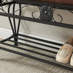 Banc à chaussures Mieres, Meuble à chaussures 2 niveaux pour entrée, Organisateur de rangement avec siège rembourré, Banc de rangement à chaussures ouvert 39.37