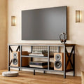 Meuble TV industriel Console TV pour télévisions Chambre à coucher avec étagères de rangement ouvertes