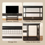 Meuble TV industriel Console TV pour télévisions Chambre à coucher avec étagères de rangement ouvertes