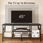 Meuble TV industriel Console TV pour télévisions Chambre à coucher avec étagères de rangement ouvertes