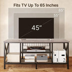 Meuble TV industriel Console TV pour télévisions Chambre à coucher avec étagères de rangement ouvertes