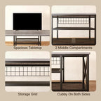 Meuble TV industriel Console TV pour télévisions Chambre à coucher avec étagères de rangement ouvertes