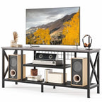 Meuble TV industriel Console TV pour télévisions Chambre à coucher avec étagères de rangement ouvertes