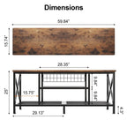 Meuble TV industriel Console TV pour télévisions Chambre à coucher avec étagères de rangement ouvertes