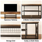 Meuble TV industriel Console TV pour télévisions Chambre à coucher avec étagères de rangement ouvertes
