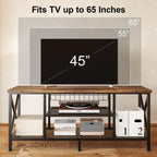 Meuble TV industriel Console TV pour télévisions Chambre à coucher avec étagères de rangement ouvertes