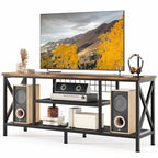 Meuble TV industriel Console TV pour télévisions Chambre à coucher avec étagères de rangement ouvertes
