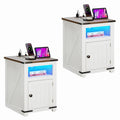 Moasis Lot de 2 tables d'appoint de style rustique à LED avec station de recharge, tables de chevet avec ports USB