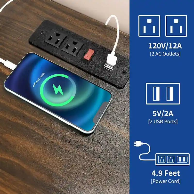 Moasis Lot de 2 tables d'appoint de style rustique à LED avec station de recharge, tables de chevet avec ports USB