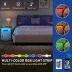 Moasis Lot de 2 tables d'appoint de style rustique à LED avec station de recharge, tables de chevet avec ports USB