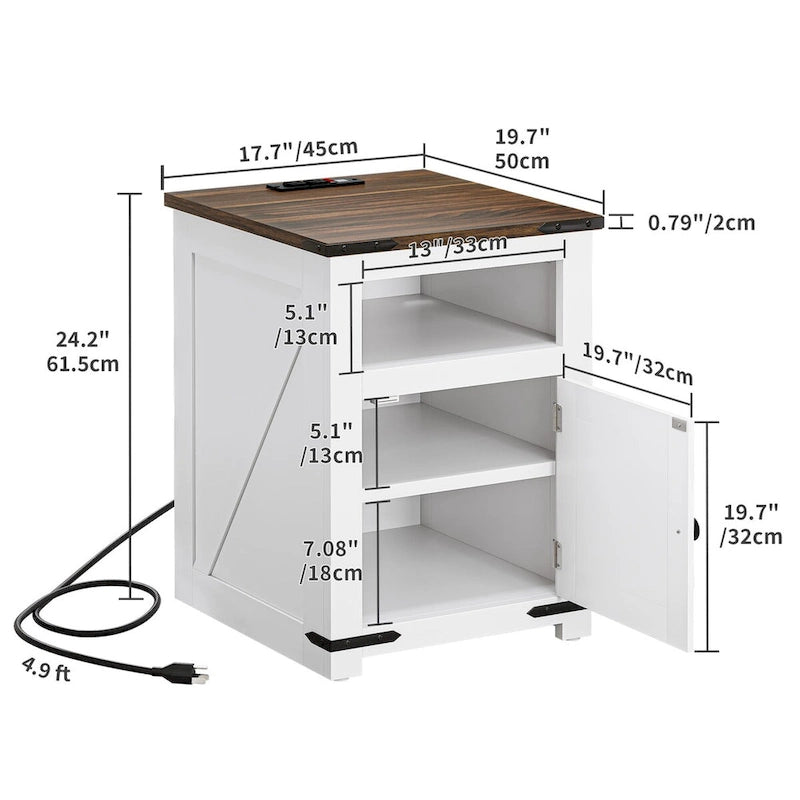 Moasis Lot de 2 tables d'appoint de style rustique à LED avec station de recharge, tables de chevet avec ports USB