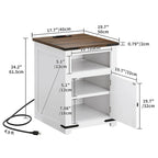 Moasis Lot de 2 tables d'appoint de style rustique à LED avec station de recharge, tables de chevet avec ports USB
