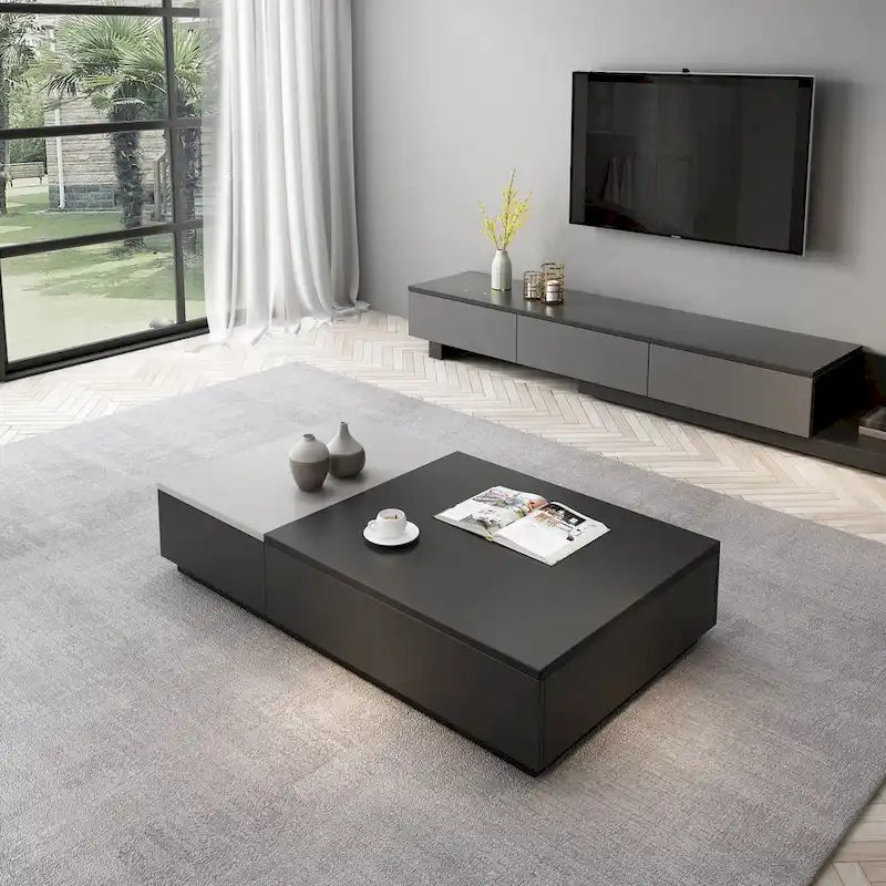 51.18 Table basse relevable avec compartiment de rangement caché et 2 tiroirs