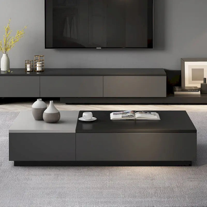 51.18 Table basse relevable avec compartiment de rangement caché et 2 tiroirs