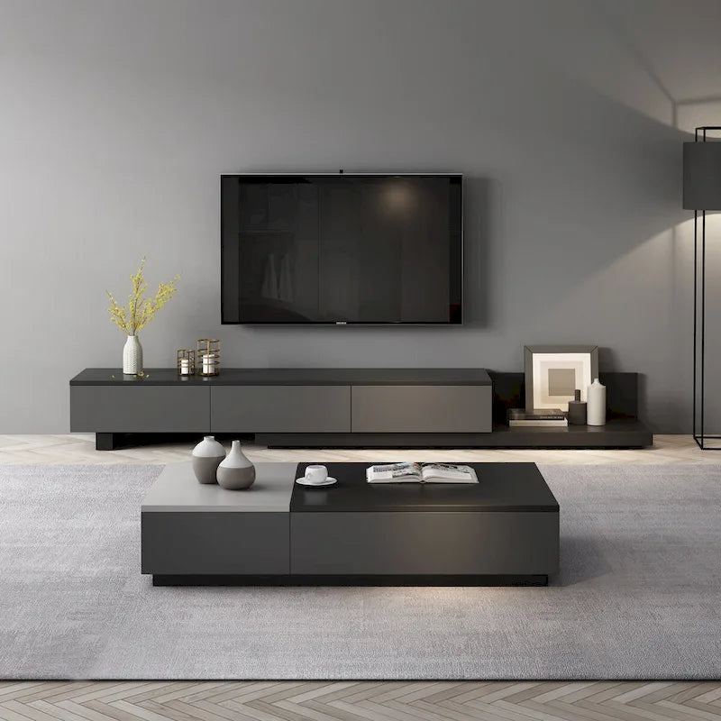 51.18 Table basse relevable avec compartiment de rangement caché et 2 tiroirs