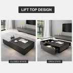 51.18 Table basse relevable avec compartiment de rangement caché et 2 tiroirs