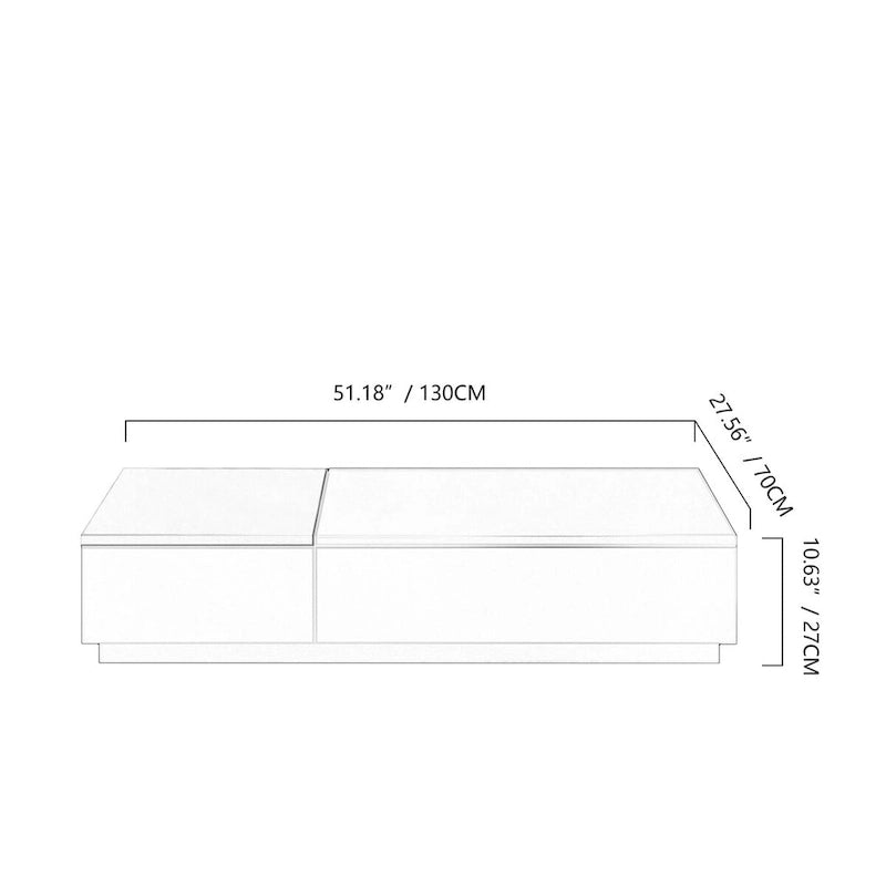 51.18 Table basse relevable avec compartiment de rangement caché et 2 tiroirs