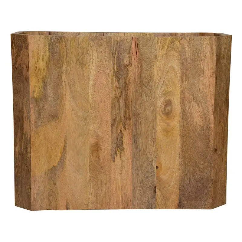 Table basse de 76 cm, cube évidé artisanal, en bois de manguier naturel marron