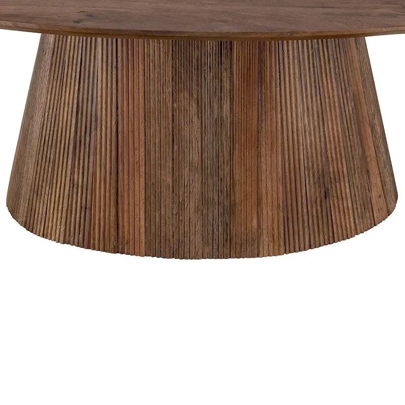 Table basse en bois brun de style moderne du milieu du siècle avec base cannelée - Meuble de salon pour le salon