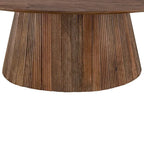 Table basse en bois brun de style moderne du milieu du siècle avec base cannelée - Meuble de salon pour le salon