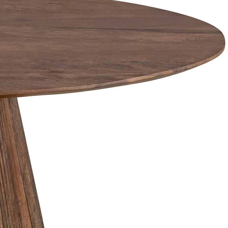 Table basse en bois brun de style moderne du milieu du siècle avec base cannelée - Meuble de salon pour le salon