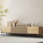 Meuble TV moderne élégant de style milieu de siècle pour téléviseurs jusqu'à 80 pouces. Grand espace de rangement pour appareils multimédias, gestion des câbles. Montage facile.