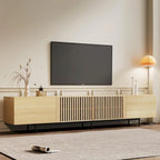 Meuble TV moderne élégant de style milieu de siècle pour téléviseurs jusqu'à 80 pouces. Grand espace de rangement pour appareils multimédias, gestion des câbles. Montage facile.