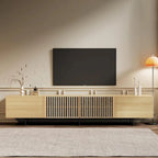 Meuble TV moderne élégant de style milieu de siècle pour téléviseurs jusqu'à 80 pouces. Grand espace de rangement pour appareils multimédias, gestion des câbles. Montage facile.
