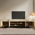 Meuble TV moderne élégant de style milieu de siècle pour téléviseurs jusqu'à 80 pouces. Grand espace de rangement pour appareils multimédias, gestion des câbles. Montage facile.