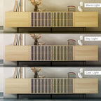 Meuble TV moderne élégant de style milieu de siècle pour téléviseurs jusqu'à 80 pouces. Grand espace de rangement pour appareils multimédias, gestion des câbles. Montage facile.