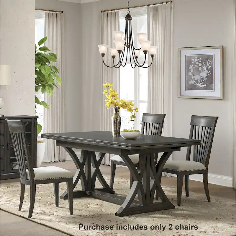 Chaises de salle à manger Roundhill Furniture Grant avec clous décoratifs, lot de 2, beiges