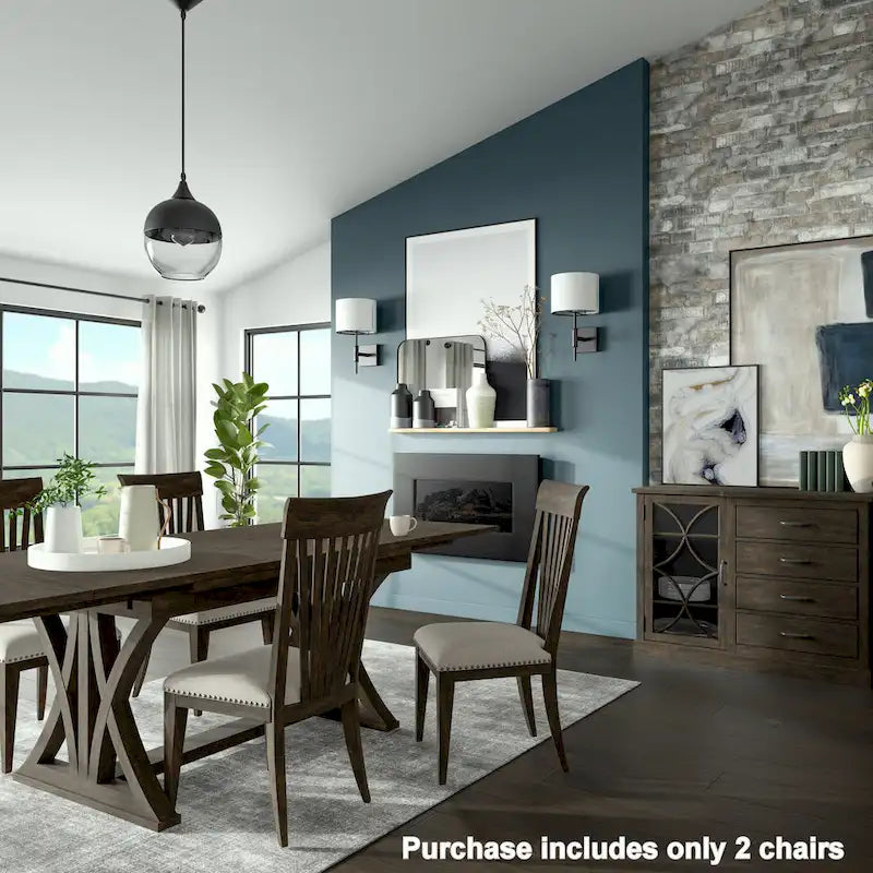 Chaises de salle à manger Roundhill Furniture Grant avec clous décoratifs, lot de 2, beiges