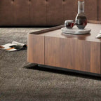 Table basse carrée de style Mid-Century Modern en bois avec tiroirs