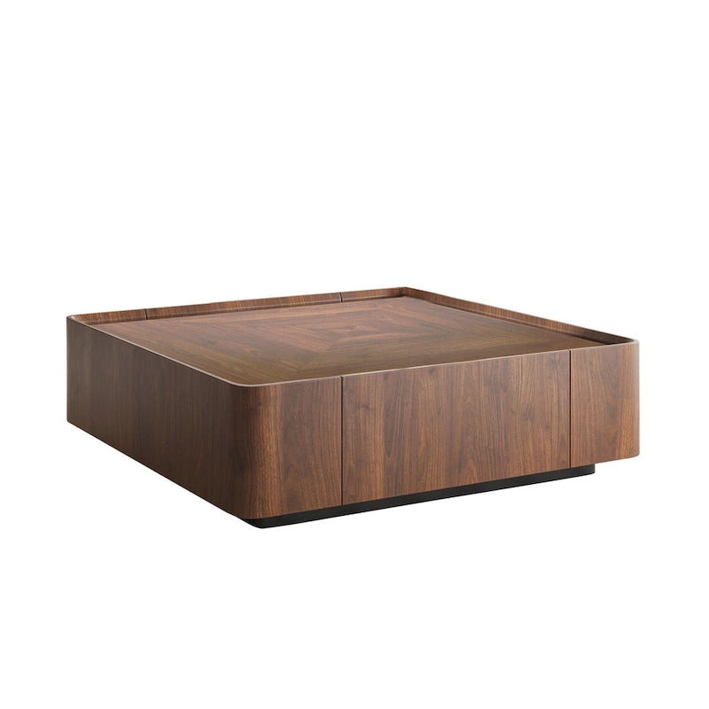 Table basse carrée de style Mid-Century Modern en bois avec tiroirs