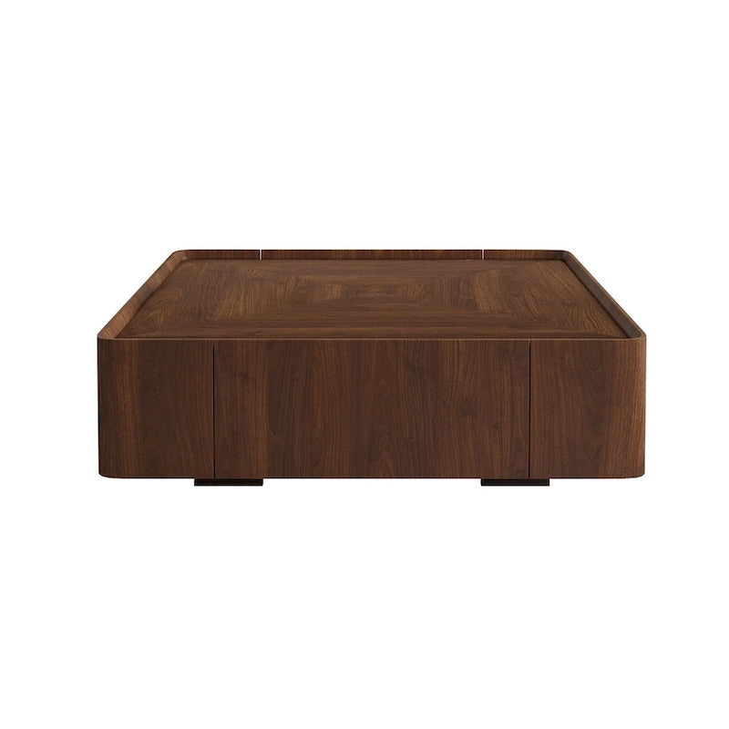 Table basse carrée de style Mid-Century Modern en bois avec tiroirs