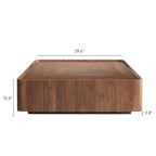 Table basse carrée de style Mid-Century Modern en bois avec tiroirs