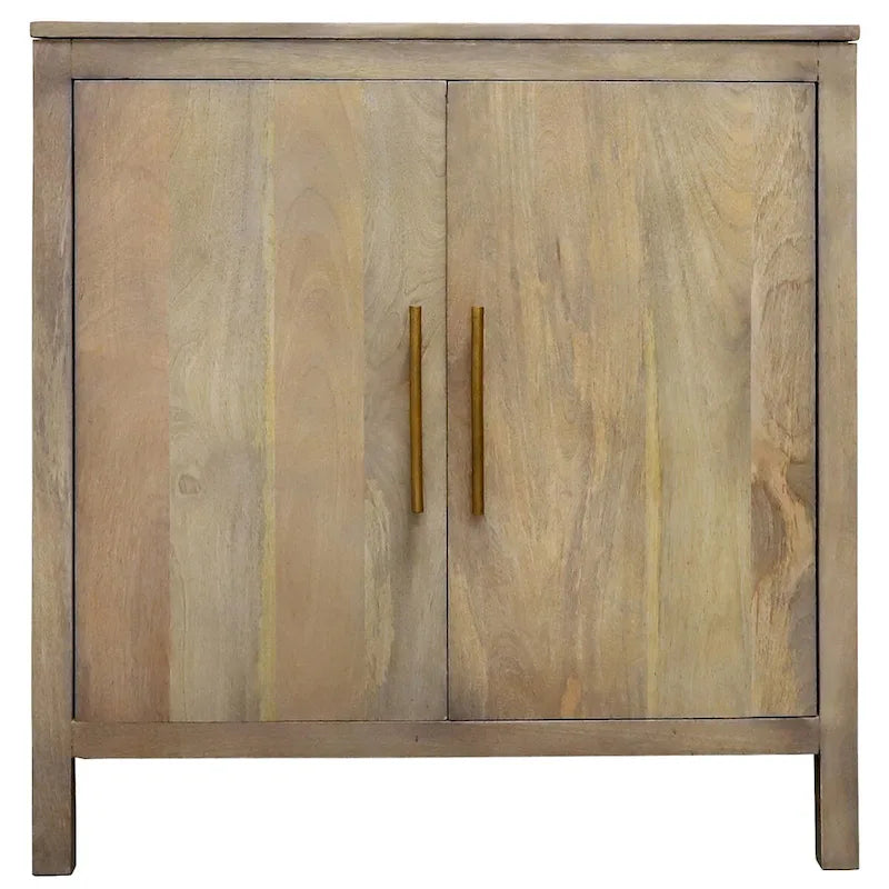 Meuble d'appoint 2 portes en bois de manguier gris cendré, 32W