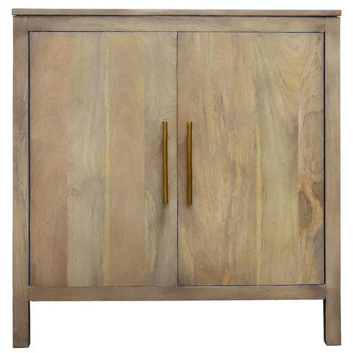 Meuble d'appoint 2 portes en bois de manguier gris cendré, 32W