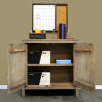 Meuble d'appoint 2 portes en bois de manguier gris cendré, 32W