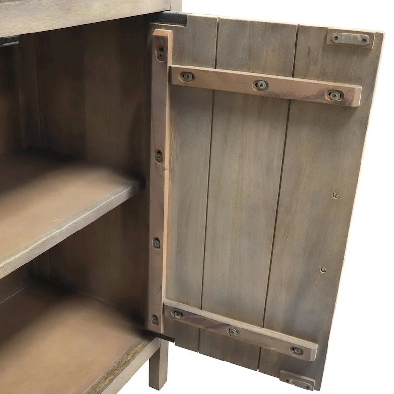 Meuble d'appoint 2 portes en bois de manguier gris cendré, 32W