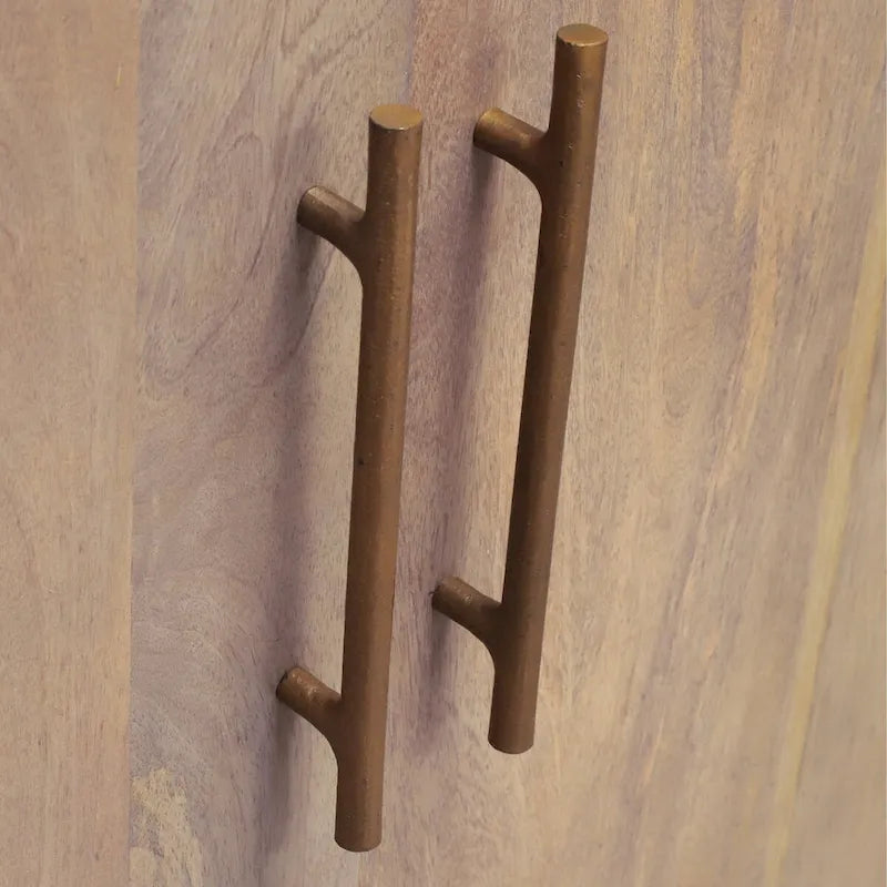 Meuble d'appoint 2 portes en bois de manguier gris cendré, 32W