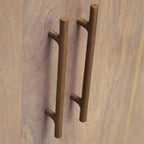 Meuble d'appoint 2 portes en bois de manguier gris cendré, 32W